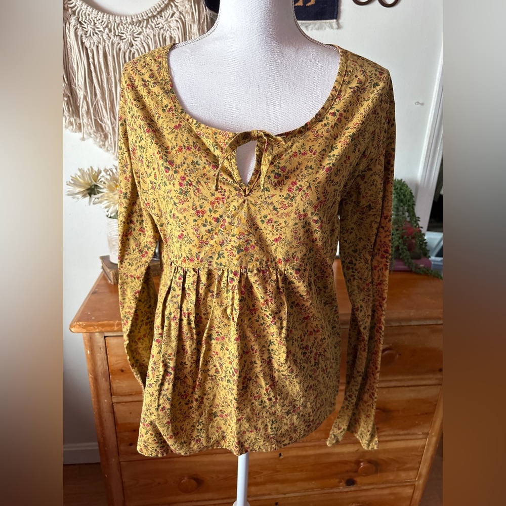 Vintage 100% cotton Floral Yellow Women's Top